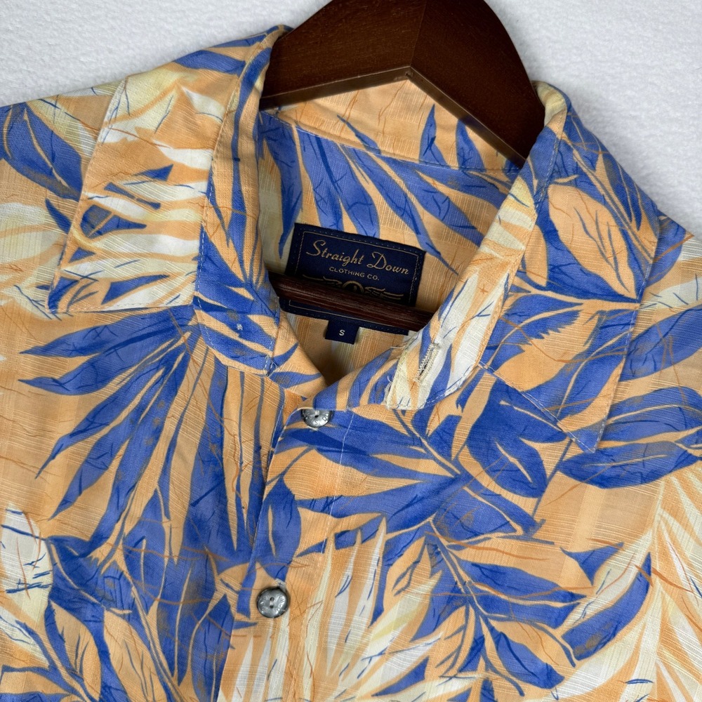 Straight Down Mens S Tropical Palm Leaf Floral AOP Hawaiian‎ Button Front Shirt
